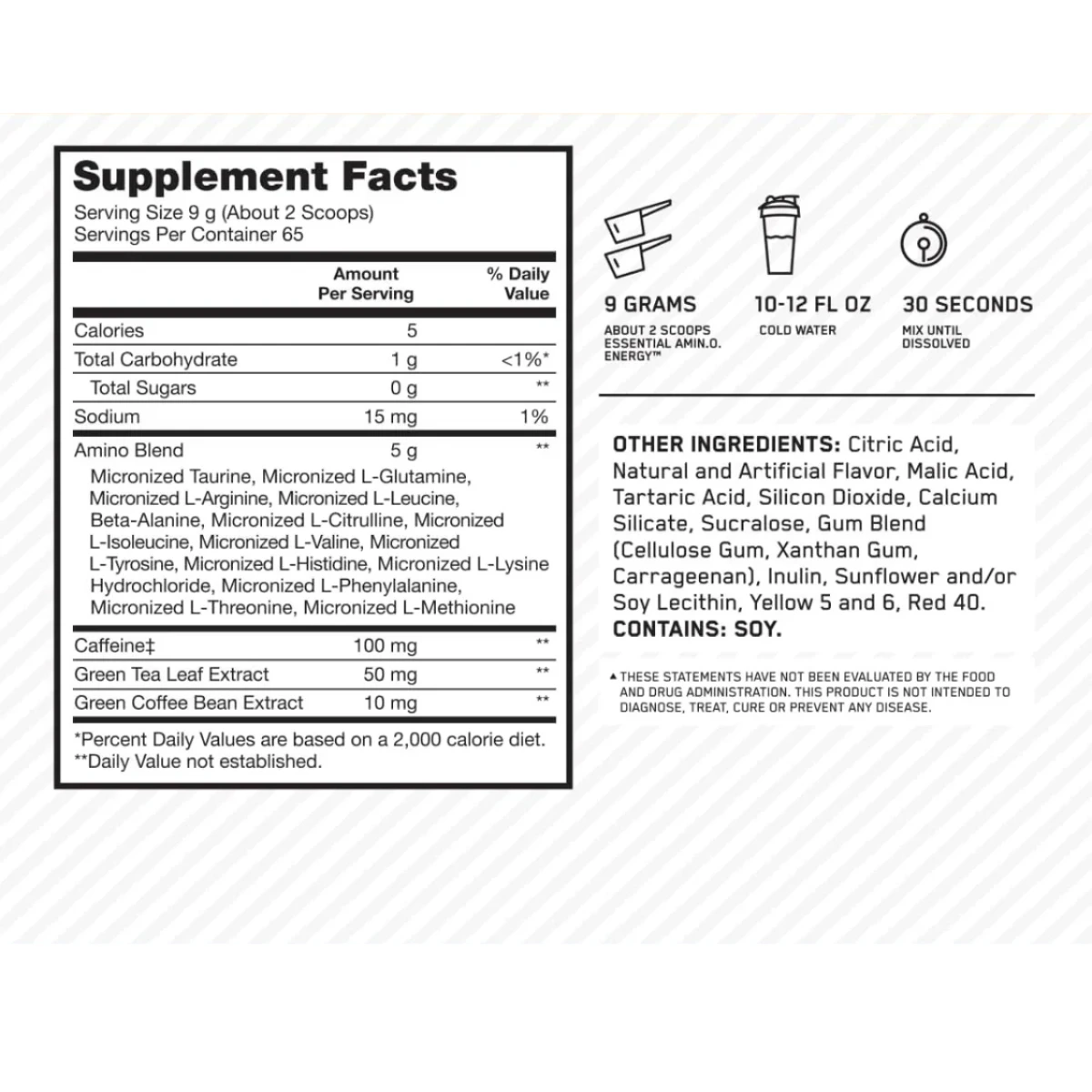 amino energy 65 optimum nutrition envia suplementos mexico sf