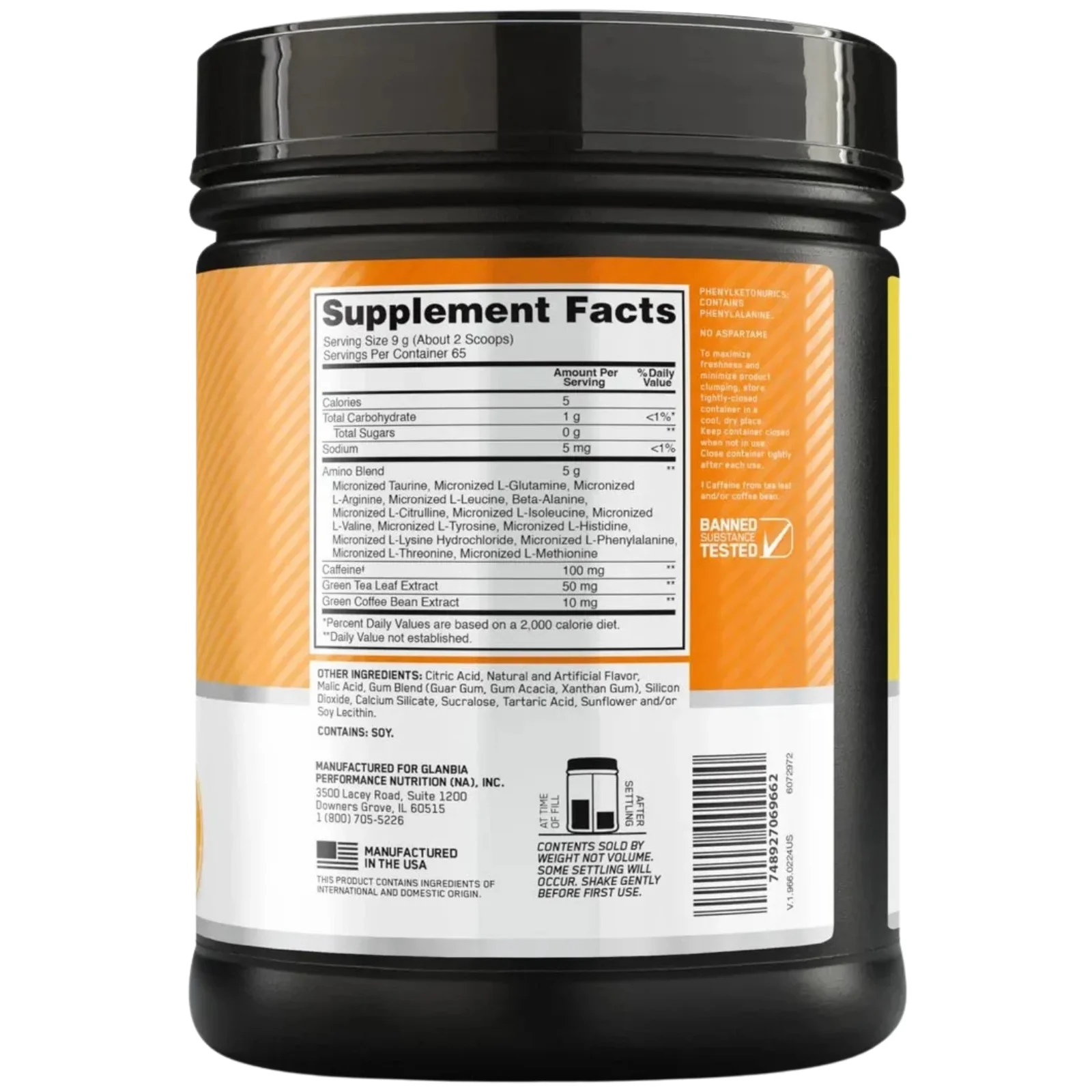 amino energy 65 serv optimum nutrition envia suplementos citrus spritz sf