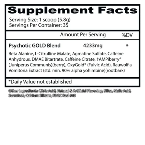 psychotic-gold 35-serv insane-labz supplement-facts beta-alanina-dmae-bitartrato ampiberry-oxygold-rauwolfia-4234mg
