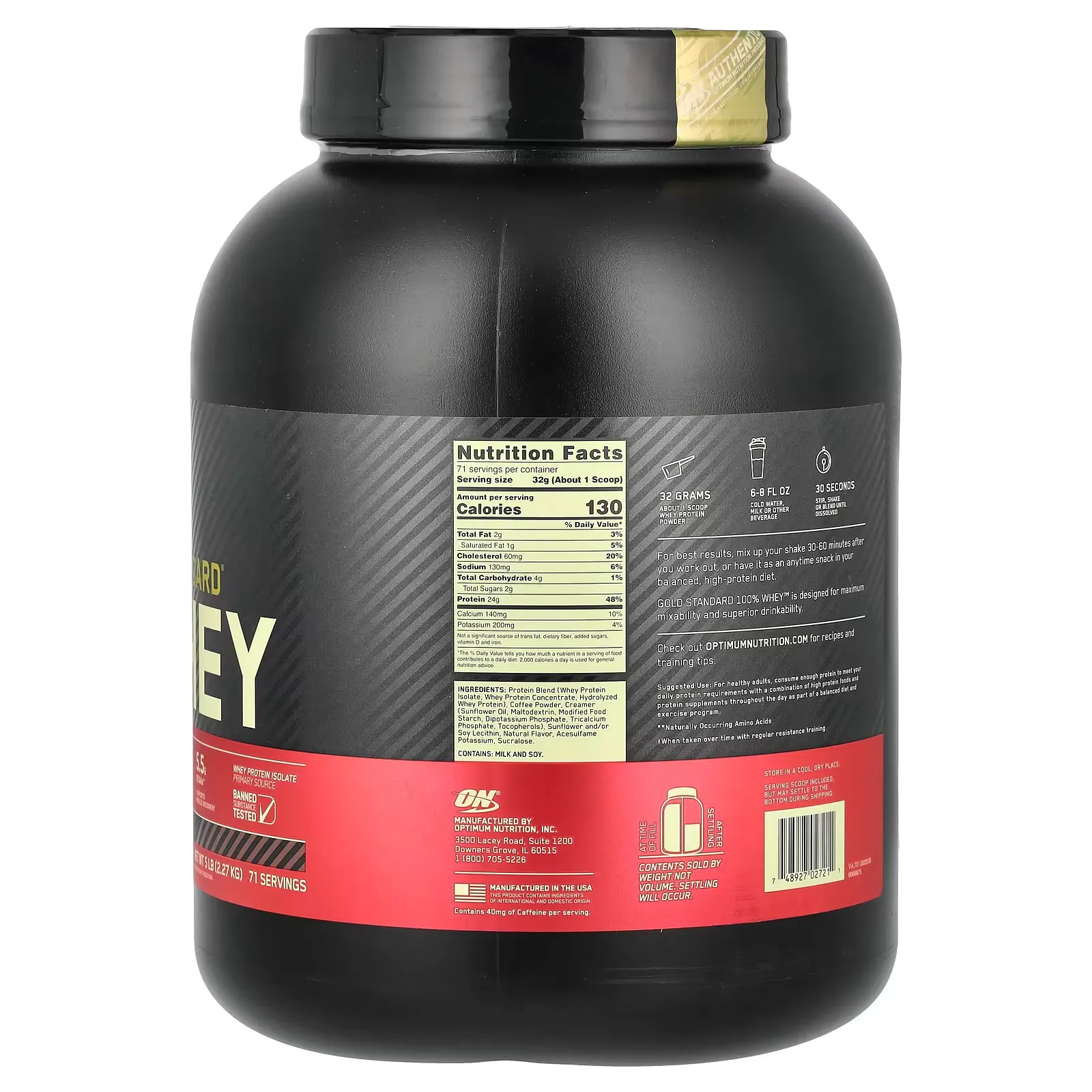 gold standard 100% whey 5 lbs optimum nutrition envia suplementos cafe sf