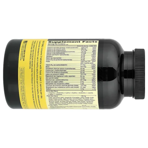 opti-men optimum-nutrition 150-tabletas frente-etiqueta nutrient-optimization-system 50-dias made-usa gmp