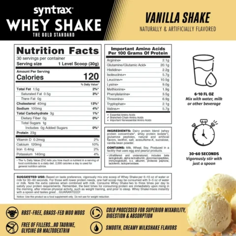 whey-shake 5-lbs syntrax tabla-nutricional dairy-protein-blend-whey-concentrate-isolate-peptidos-glutamina