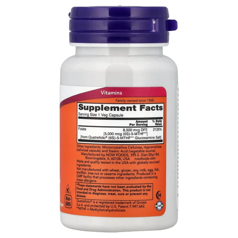 Folato de Metilo 5000 mcg now foods envia suplementos sf