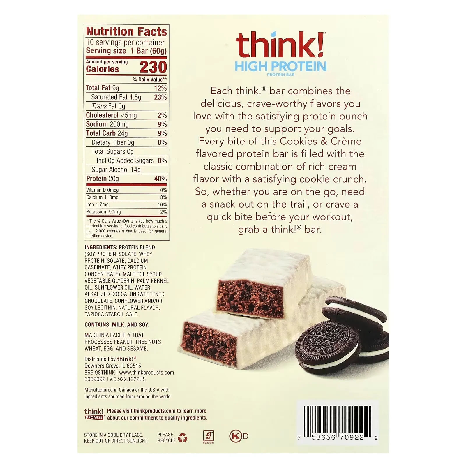 think high protein envia suplementos cookies and cream sf