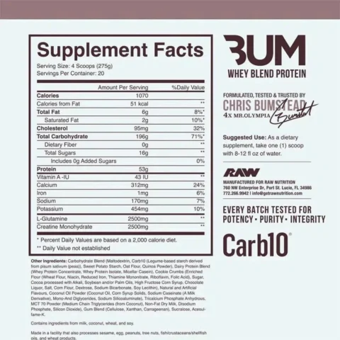 cbum-mass-gainer-raw-nutrition 12-lbs frente-etiqueta vanilla-chocolate chris-bumstead-sin-amino-spiking-carb10-patentado