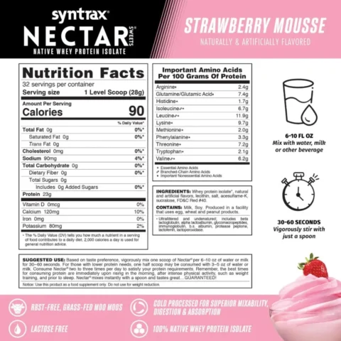 nectar-2-lbs syntrax nutrition-facts whey-protein-isolate-23g-90-100-calorias-28g-scoop