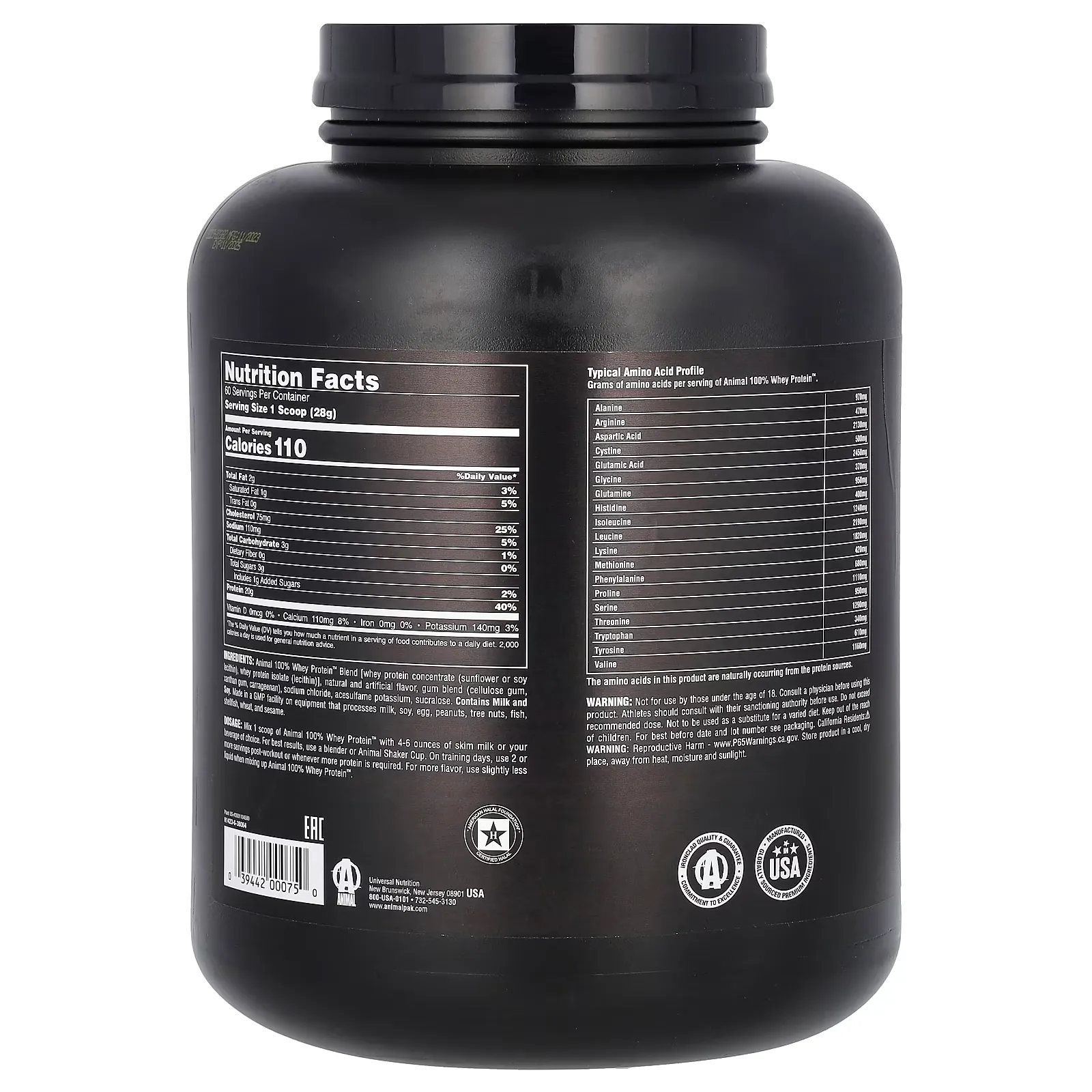 100-whey-protein universal-nutrition 4-lbs frente-etiqueta animal-whey sin-colores-artificiales gluten-free chocolate-vanilla