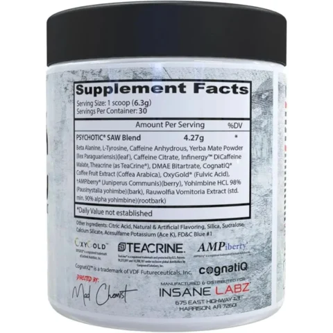 Psychotic saw envia suplementos insane labz sf