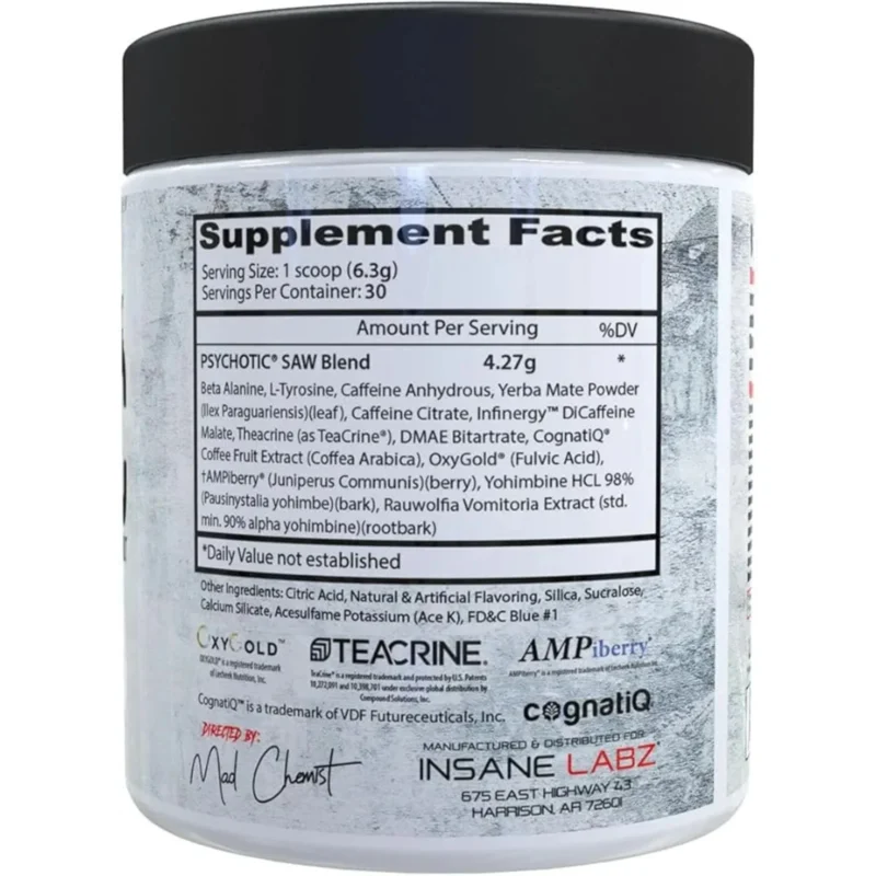Psychotic saw envia suplementos insane labz sf