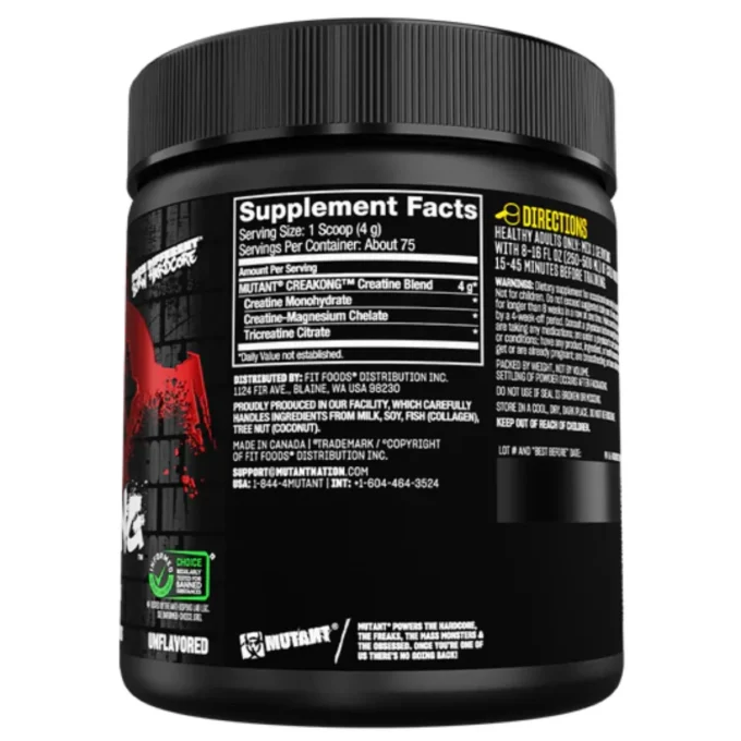 mutant creakong 300 grs envia suplementos supplements facts