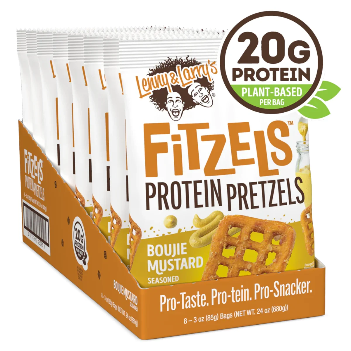 fitzels protein pretzels boujie mustard lennys & larrys envia suplementos