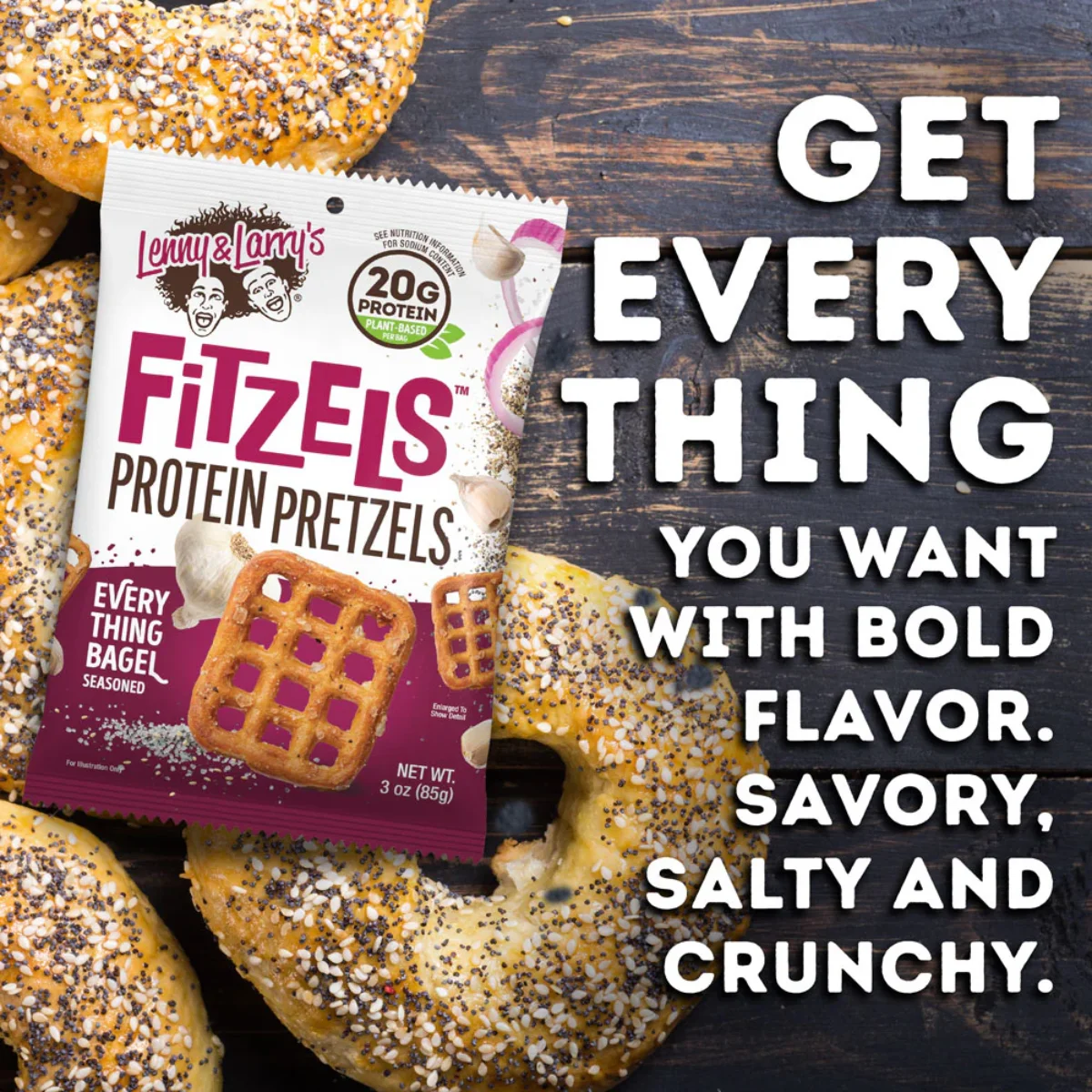 fitzels protein pretzels everything bagel time lennys & larrys envia suplementos41