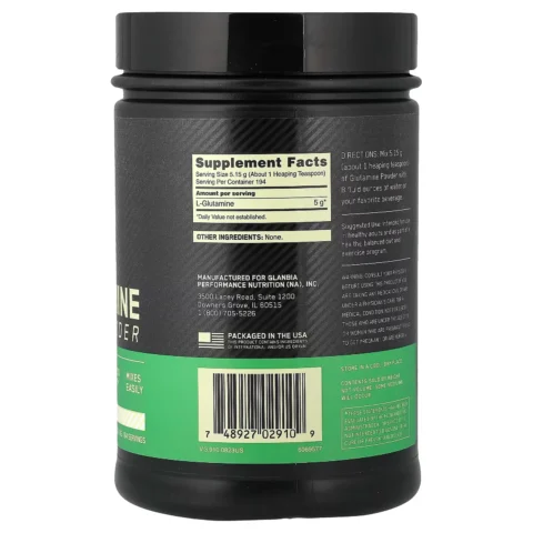 glutamina-optimum-nutrition 1-kg frente-etiqueta 100-l-glutamina pura sin-aditivos gluten-free made-usa gmp