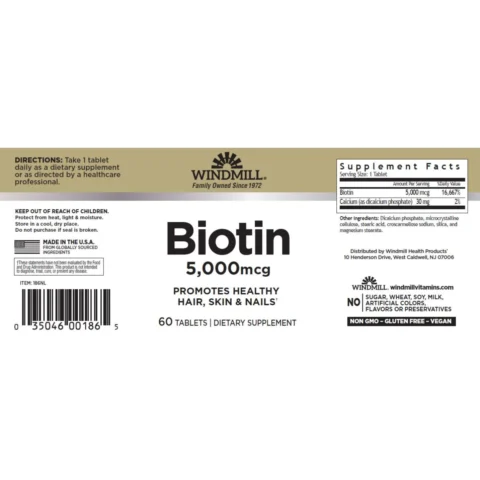 biotina 5000mcg 60 tabs windmill sf
