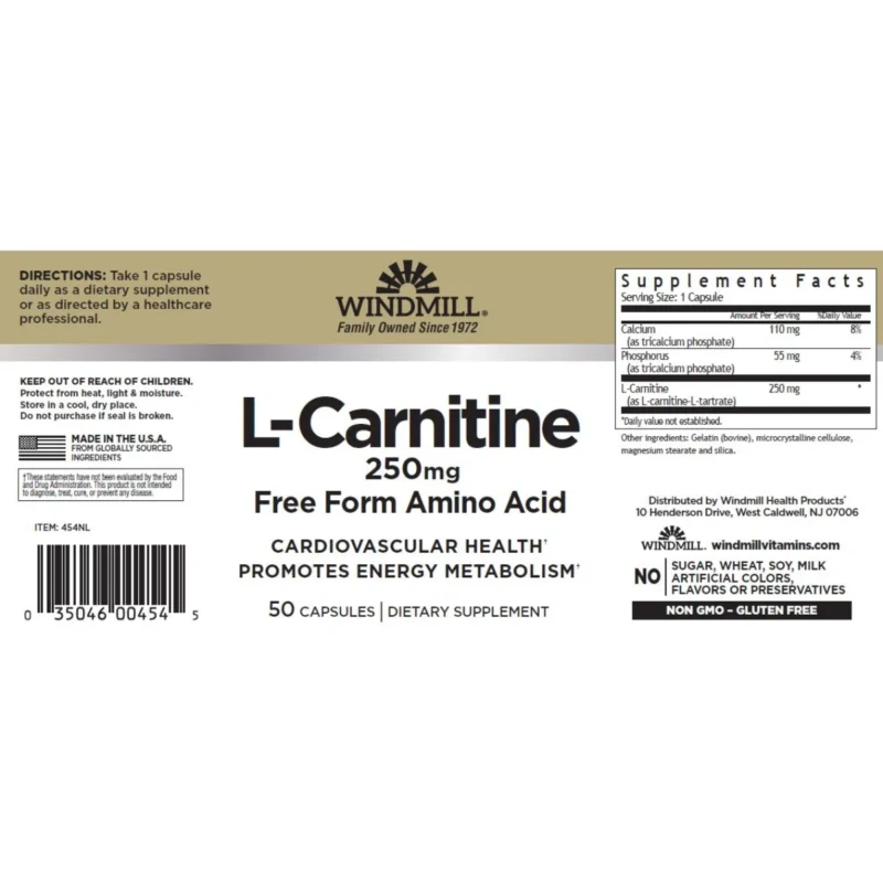 l carnitina 250 mg windmill envia suplementos sf