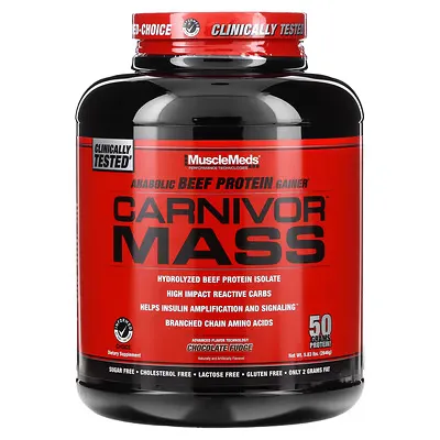 Carnivor mass 5.7 lbs musclemeds chocolate fudge envia suplementos 1