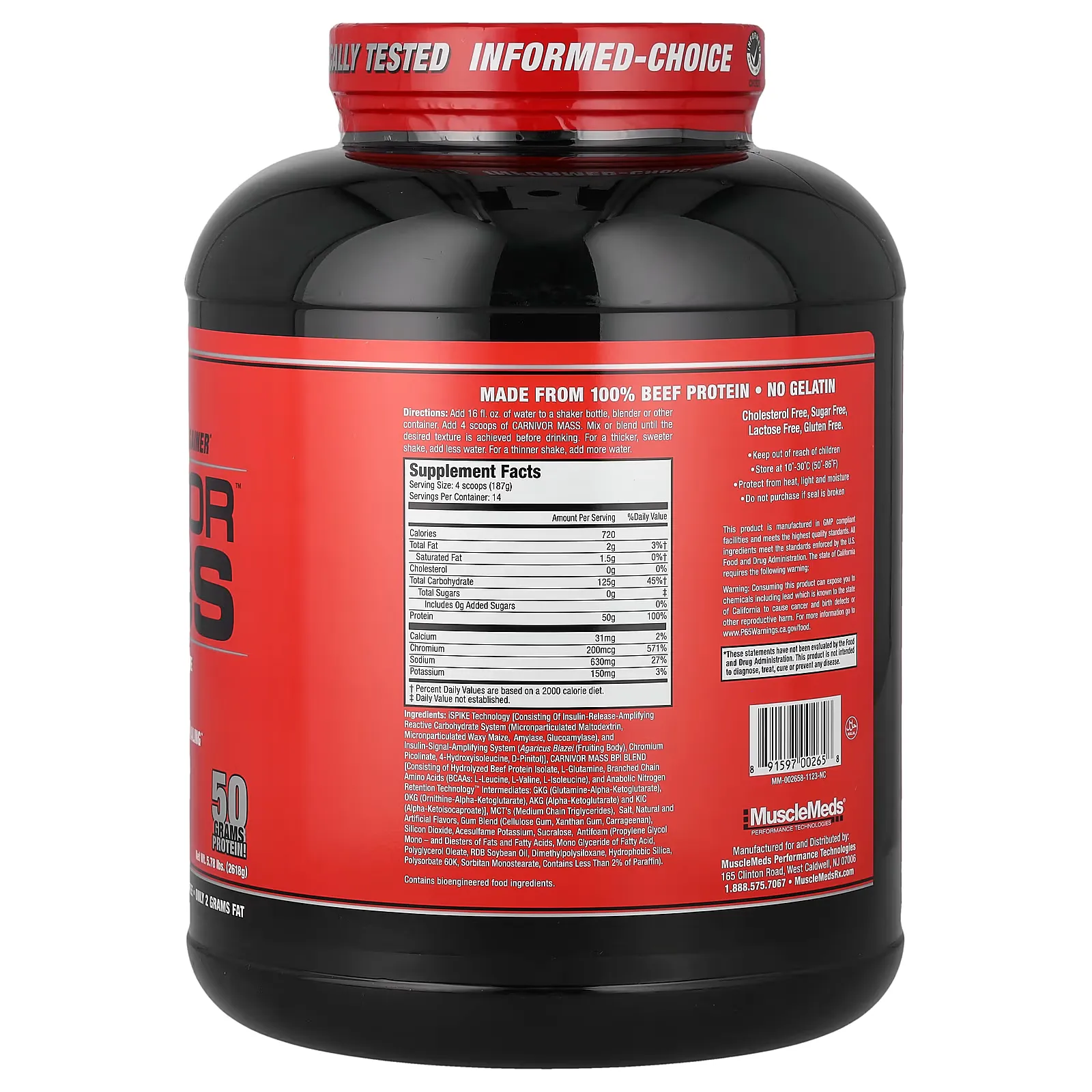 Carnivor mass 5.7 lbs musclemeds vainilla caramel envia suplementos sf