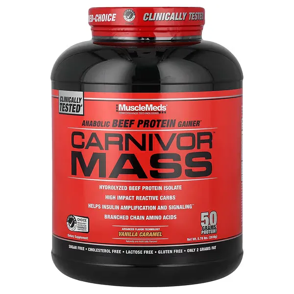 Carnivor mass 5.7 lbs musclemeds vainilla caramel envia suplementos