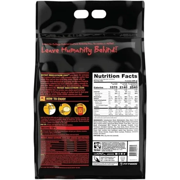 mutant mass xxxtreme 20 lbs chocolate envia suplementos sf
