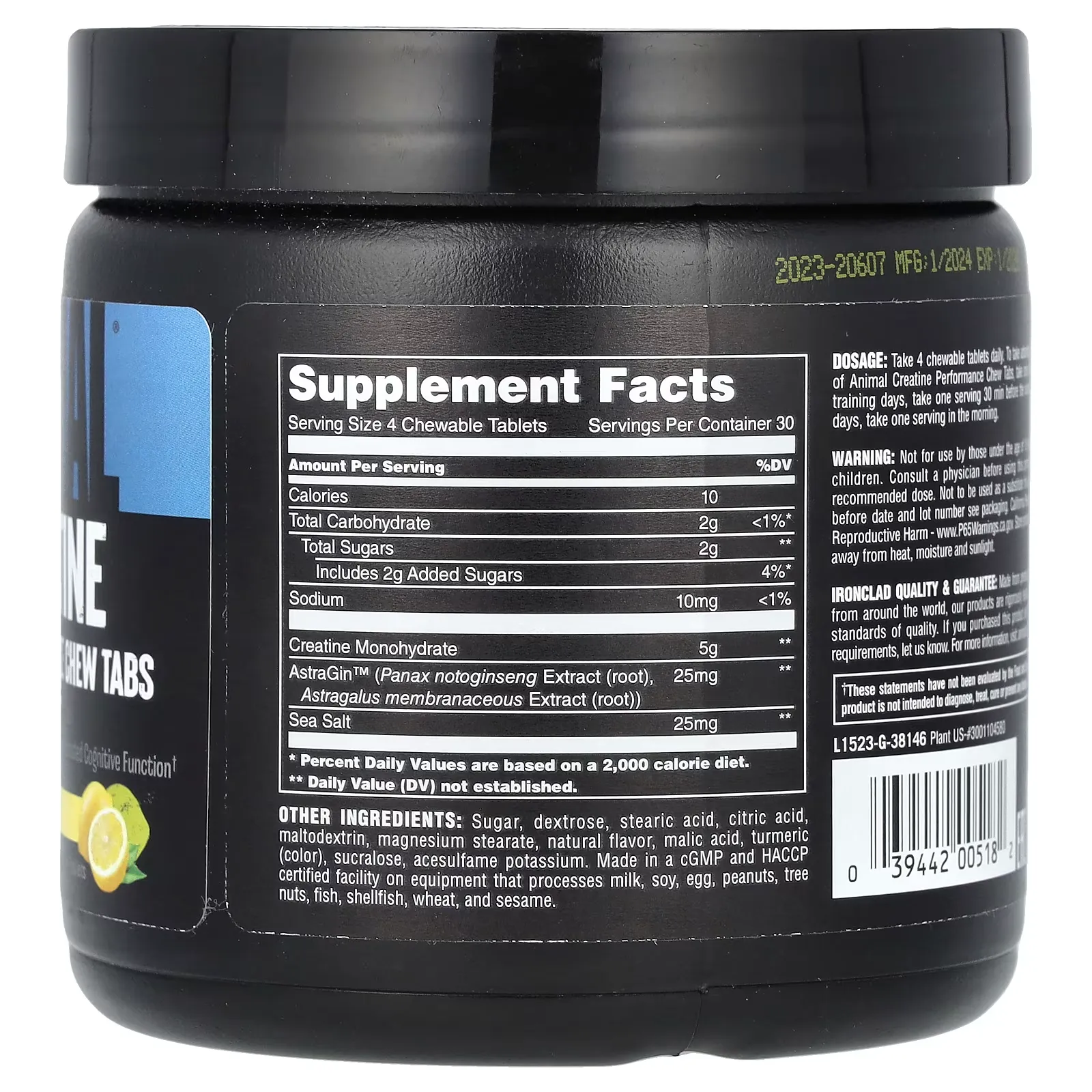 animal creatine chews universal nutrition lemon ice sf