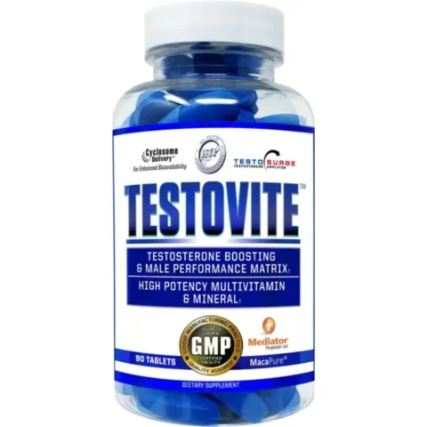 Frasco de Testovite Hi-Tech Pharmaceuticals suplemento multivitamínico y potenciador de testosterona para hombres