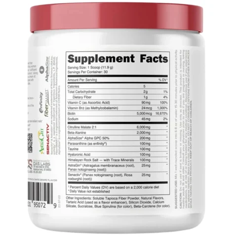 Bote de BAMF Bucked Up pre-workout enfoque nootrópico sabor Strawberry Watermelon