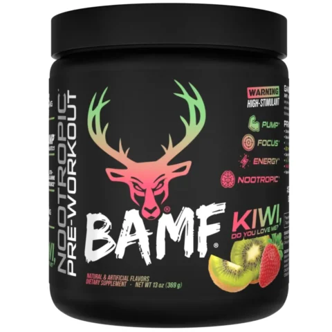 Bote de BAMF Bucked Up pre-workout enfoque nootrópico sabor Strawberry Watermelon