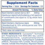 Frasco de Black Elderberry Sauco Negro Hi-Tech Pharmaceuticals 120 tabletas liposomal