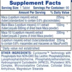 Frasco de Maca de Hi-Tech Pharmaceuticals en tabletas de 800 mg, suplemento adaptógeno de alta absorción para energía y vigor.