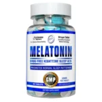 Frasco de Melatonina de Hi-Tech Pharmaceuticals en tabletas liposomales, suplemento alimenticio para el descanso reparador y el insomnio.
