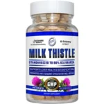 Frasco de Milk Thistle de Hi-Tech Pharmaceuticals en tabletas liposomales, suplemento de cardo mariano para la protección y desintoxicación del hígado.
