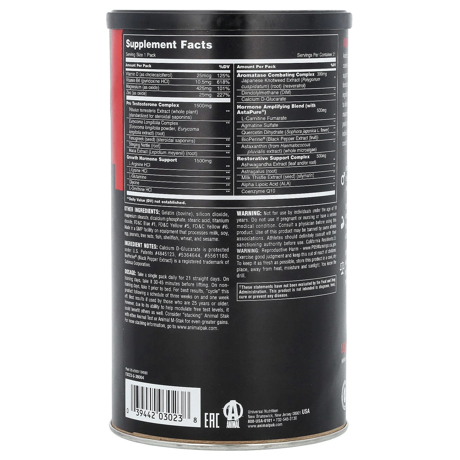 animal-stak-21-pack-universal-nutrition bodybuilder atleta-fuerza gym ciclo-hormonal-natural-testosterona-gh-linea-animal