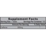 cafeina-power-hi-tech 100-tabletas frente-etiqueta maxima-potencia-energia-alerta-mental sin-azucar-sin-calorias-made-usa