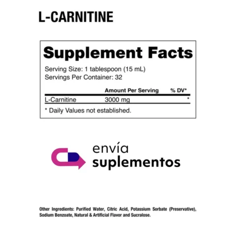l-carnitina-liquida 3000 32-serv dragon-pharma supplement-facts 1-cucharada-porcion transporte-acidos-grasos-mitocondria