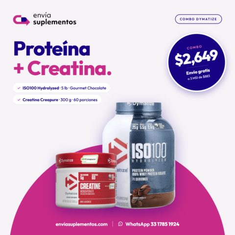 combo-iso100-hydrolyzed-y-creatina-creapure-dymatize proteina-5-lb-gourmet-chocolate creatina-300g-60-porciones