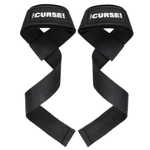 straps-de-levantamiento-the-curse par-negro 60-cm algodon-reforzado neopreno-muñeca peso-muerto-jnx-sports