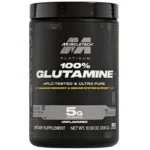 Glutamina 300 Grs Muscletech, frasco frontal con 60 porciones sin sabor