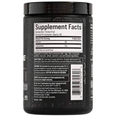 Frasco de Platinum 100% Glutamine de MuscleTech de 300 gramos
