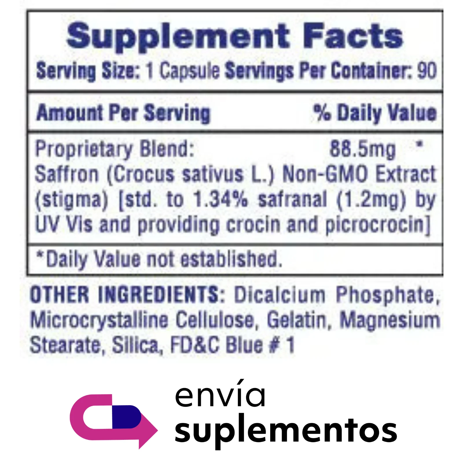 saffron-hi-tech-pharmaceuticals 90-capsulas frente-frasco promotes-positive-mood-well-being-no-gmo-usa