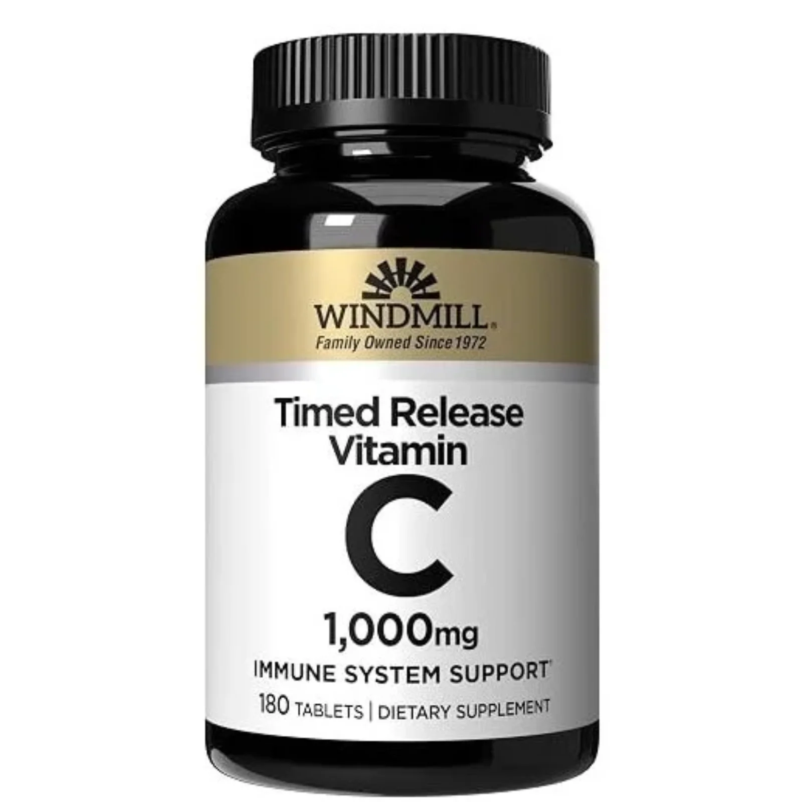 Time Release Vitamin C 1000mg 180 Tabs Windmill Health, frasco frontal